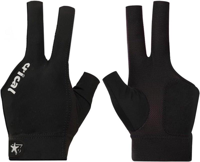 Professional Billiard Glove for Pool, 3-Finger Design with Thick Lycra & Non-Slip Grip for Men and Women, Billiard Cue Accessories for Improved Control and Practice